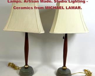 Lot 610 Pr ALTAMIRA Art Pottery Table Lamps. Artisan Made. Studio Lighting Ceramics from MICHAEL LAMAR.