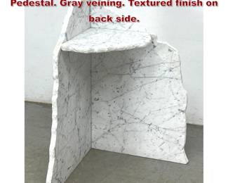 Lot 635 Designer Marble Corner Table Pedestal. Gray veining. Textured finish on back side. 