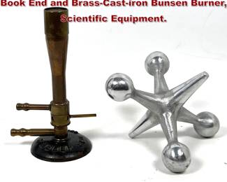 Lot 660 2pcs Bill Curry style Jax Doorstop Book End and BrassCastiron Bunsen Burner, Scientific Equipment.