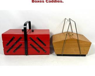 Lot 913 2pc Mid Century European Sewing Boxes Caddies. 