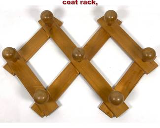 Lot 614 Danish pine wood accordionstyle coat rack,