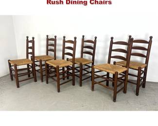 Lot 847 Set 6 French Primitive Wood and Rush Dining Chairs