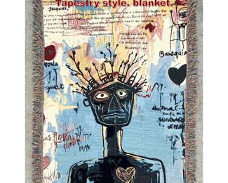 Lot 734 Basquiat Style woven Fabric Tapestry style. blanket.