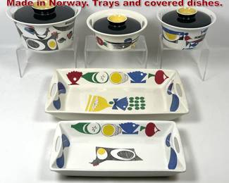 Lot 931 A La Carte Porcelain Serving Dishes. Made in Norway. Trays and covered dishes. 