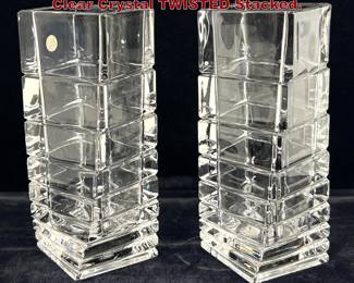 Lot 719 Pair Rosenthal Studio Linie vases. Clear Crystal TWISTED Stacked.