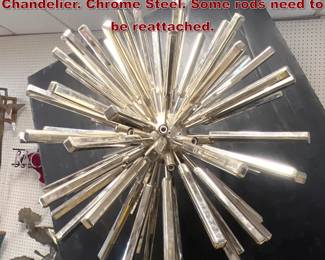 Lot 918 Large Heavy Atomic Atom Burst Chandelier. Chrome Steel. Some rods need to be reattached. 