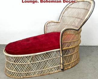 Lot 766 Woven Rattan Peacock style Chaise Lounge. Bohemian Decor. 