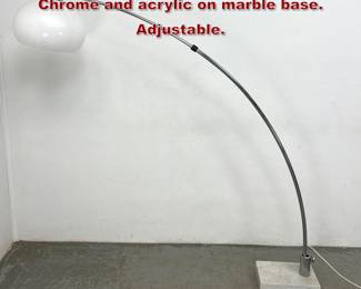 Lot 871 Mid Century Modern Arc Floor Lamp. Chrome and acrylic on marble base. Adjustable. 