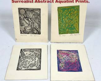 Lot 657 4pcs Small Peter Hogensen Surrealist Abstract Aquatint Prints. 