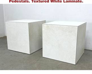 Lot 869 Pr Cube Form Side Tables. Display Pedestals. Textured White Laminate. 