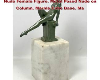 Lot 667 Frankart style ART, NY Art Deco Nude Female Figure. Metal Posed Nude on Column. Marble Cube Base. Ma