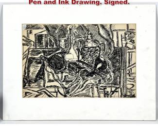 Lot 736 HOWARD DAUM Studio Still Life Pen and Ink Drawing. Signed. 