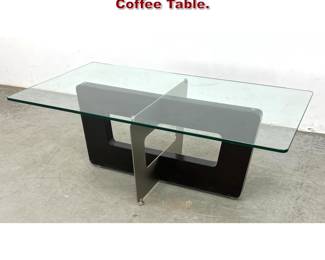 Lot 696 Contemporary Glass Steel and wood Coffee Table. 