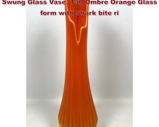 Lot 673 L.E. SMITH Mid Century Bittersweet Swung Glass Vase. Tall Ombre Orange Glass form with Shark bite ri