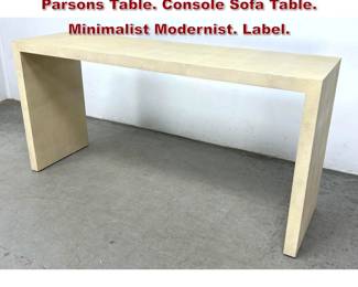 Lot 695 ETHAN ALLEN Faux Shagreen Parsons Table. Console Sofa Table. Minimalist Modernist. Label. 