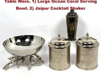 Lot 907 4pc MICHAEL ARAM Decorative Table Ware. 1 Large Ocean Coral Serving Bowl. 2 Jaipur Cocktail Shaker