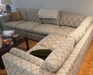 Mid-century tweed low couch sectional