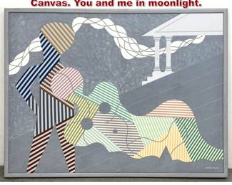 Lot 1134 Barbara Frank Acrylic Painting on Canvas. You and me in moonlight.