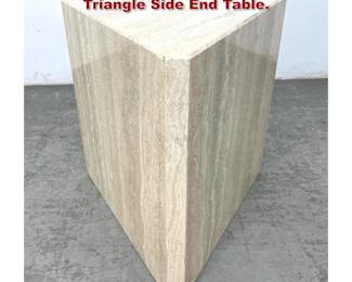Lot 1312 Modernist Travertine Marble Triangle Side End Table.
