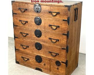 Lot 1601 Japanese Tansu Chest Kiri wood Iron mountings.