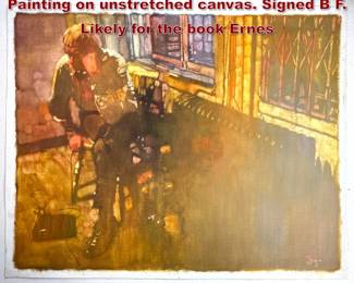 Lot 1505 BERNARD Bernie FUCHS Original Painting on unstretched canvas. Signed B F. Likely for the book Ernes
