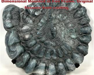 Lot 1268 Large Heavy Cast Glass Sculpture. Dimensional Mounted in Iron Frame. Original fissures from casting.
