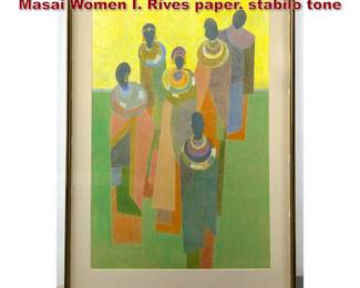 Lot 1334 Renee Frank Painting on Paper. The Masai Women I. Rives paper. stabilo tone