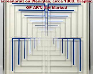 Lot 1128 Mon Levinson Blue Staircase screenprint on Plexiglas, circa 1969. Graphic OP ART. Not Marked