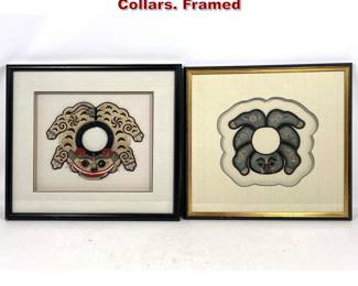 Lot 1576 2pcs Vintage Asian embroidered Collars. Framed