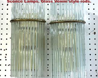 Lot 1315 Pair Sciolari Attributed Wall Sconce Lamps. Glass Venini style rods.