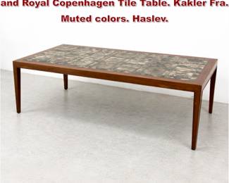 Lot 1102 Large Severin Hansen Rosewood and Royal Copenhagen Tile Table. Kakler Fra. Muted colors. Haslev.