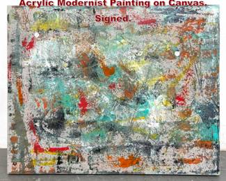 Lot 1340 DENNIS SAKELSON Abstract Acrylic Modernist Painting on Canvas. Signed.