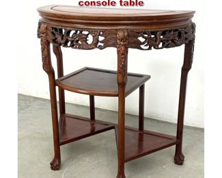 Lot 1633 Chinese carved hardwood demilune console table