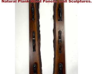 Lot 1130 2pcs Wall Art. African Carvings on Natural Plank Wood Panels. wall Sculptures.