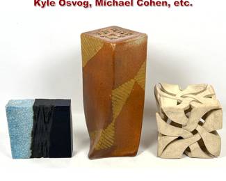 Lot 1325 3pcs Studio Pottery Sculptures. Kyle Osvog, Michael Cohen, etc.