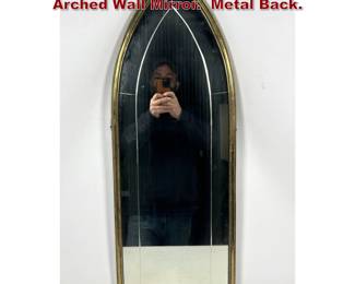 Lot 1646 Vintage Gothic Revival Brass Arched Wall Mirror. Metal Back.