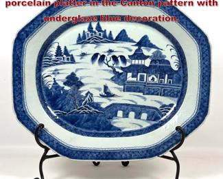 Lot 1538 19th century Chinese export porcelain platter in the Canton pattern with underglaze blue decoration.