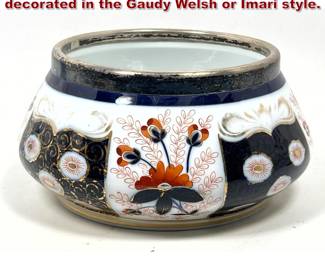 Lot 1417 Meissen bulbous porcelain bowl decorated in the Gaudy Welsh or Imari style.