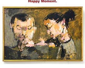 Lot 1142 Fujita Modernist Painting on Board. Happy Moment.