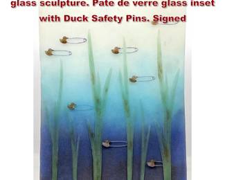 Lot 1279 Douglas Anderson Just Ducky glass sculpture. Pate de verre glass inset with Duck Safety Pins. Signed