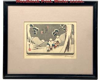 Lot 1549 Utagawa Hiroshige Japanese Woodblock Print. Winter scene.