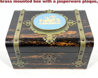 Lot 1428 Victorian coromandel wood and brass mounted box with a jasperware plaque,