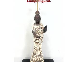 Lot 1438 James Mont Style Buddha Ceramic Lamp. Figural.
