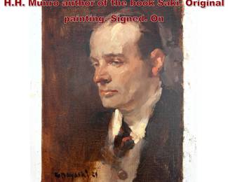 Lot 1496 MILT KOBIASHI portrait painting of H.H. Munro author of the book Saki. Original painting. Signed. On