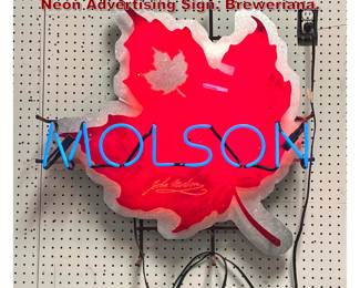 Lot 1301 MOLSON Beer Canada Maple Leaf Neon Advertising Sign. Breweriana.