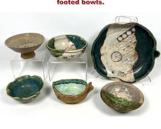 Lot 1565 6pcs Asian Pottery. Shaped and footed bowls.