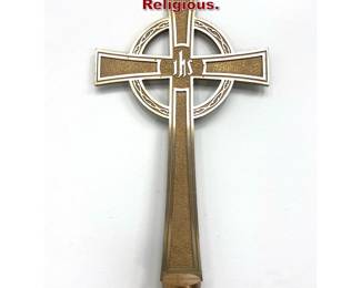Lot 1441 Brass Processional Cross Staff. Religious.