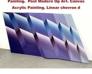 Lot 1103 Large YOKO HARU Dimensional Painting. Post Modern Op Art. Canvas Acrylic Painting. Linear chevron d
