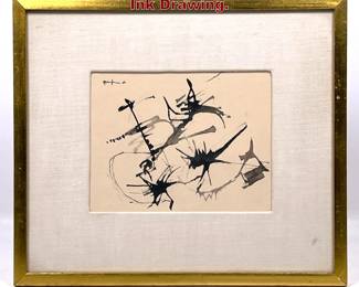 Lot 1109 Artist Signed Abstract Modern Ink Drawing.