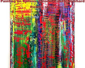 Lot 1370 Large Jamel Abstract Modern Painting on Canvas. Colorful Palette. Gerhard Richter style.